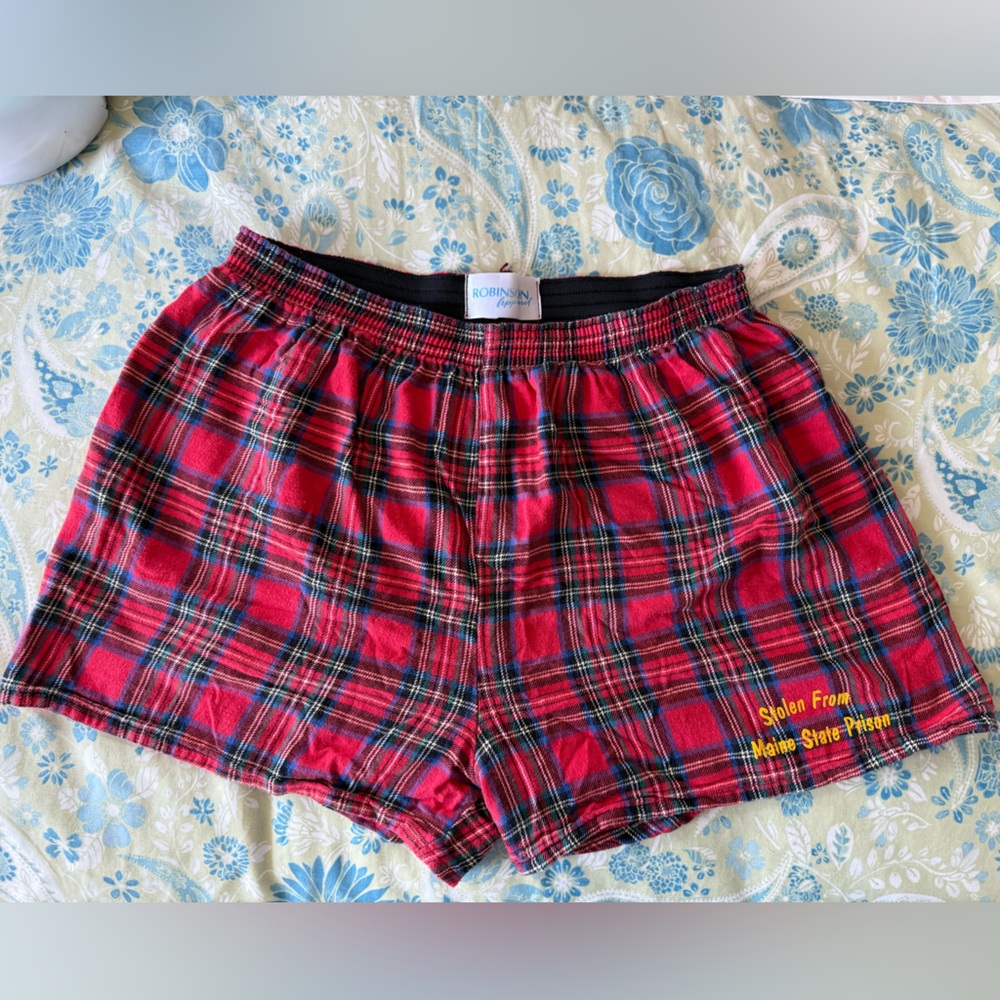 Red Plaid Boxer-style PJ Shorts 🚨“STOLEN FROM MAINE STATE PRISON”🚨